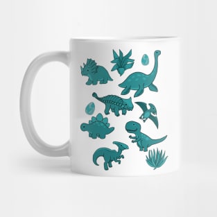 Teal Dinosaurs Mug